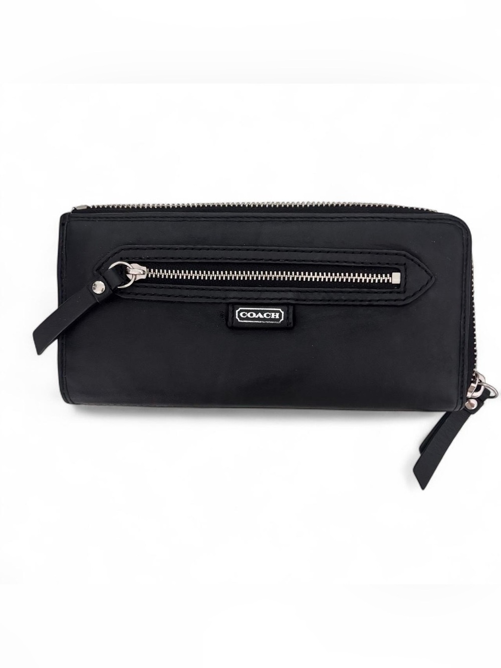 Coach Black Zip-Around Leather Wallet